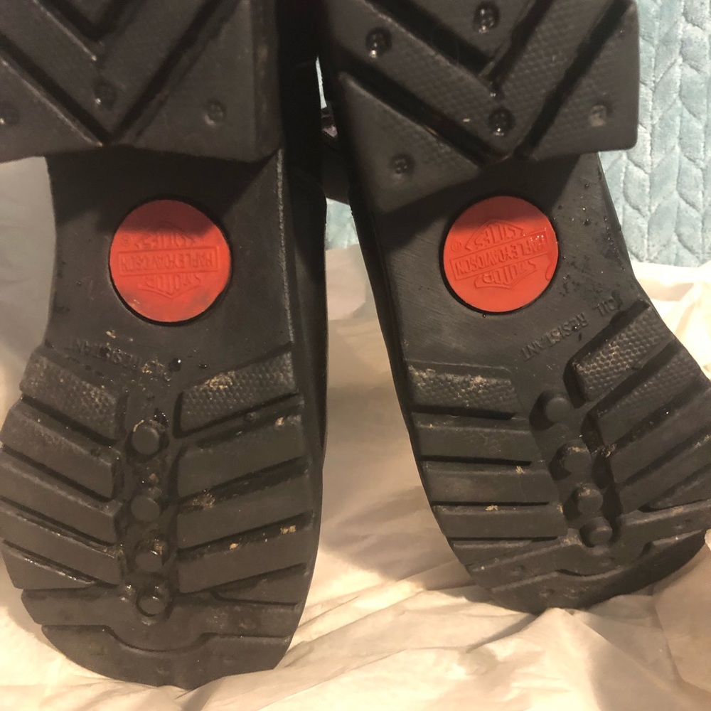 Preloved Harley Davidson Black Leather riding boots 10 ladies **** zipper - Picture 9 of 9